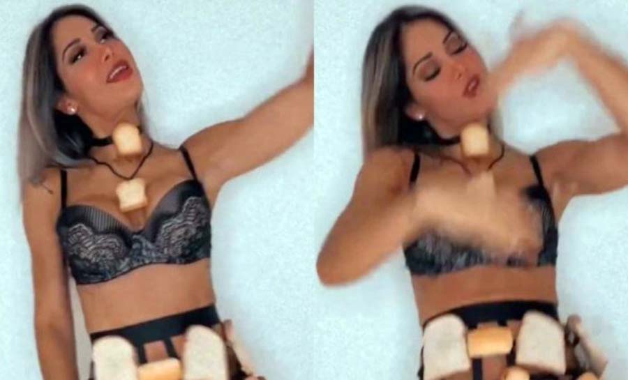 ‘BBB 22’: Maira Cardi coloca pão no pescoço para apoiar Arhtur Aguiar   