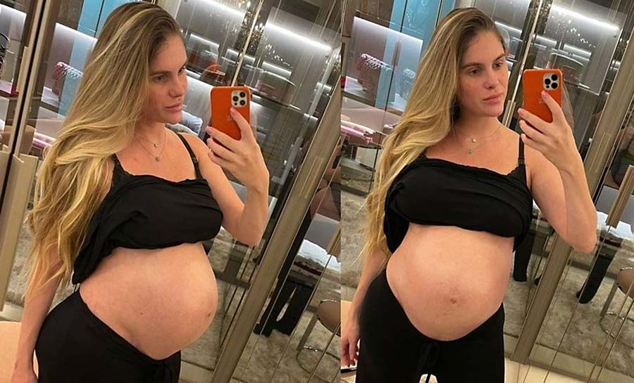 Bárbara Evans mostra barrigão aos 9 meses de gravidez; veja