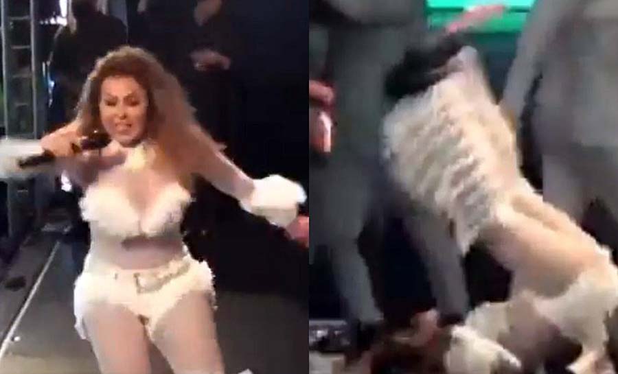 Joelma se desequilibra e leva tombo no palco durante show na Bahia