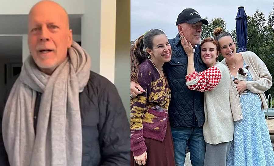 Demi Moore mostra Bruce Willis comemorando aniversário em família