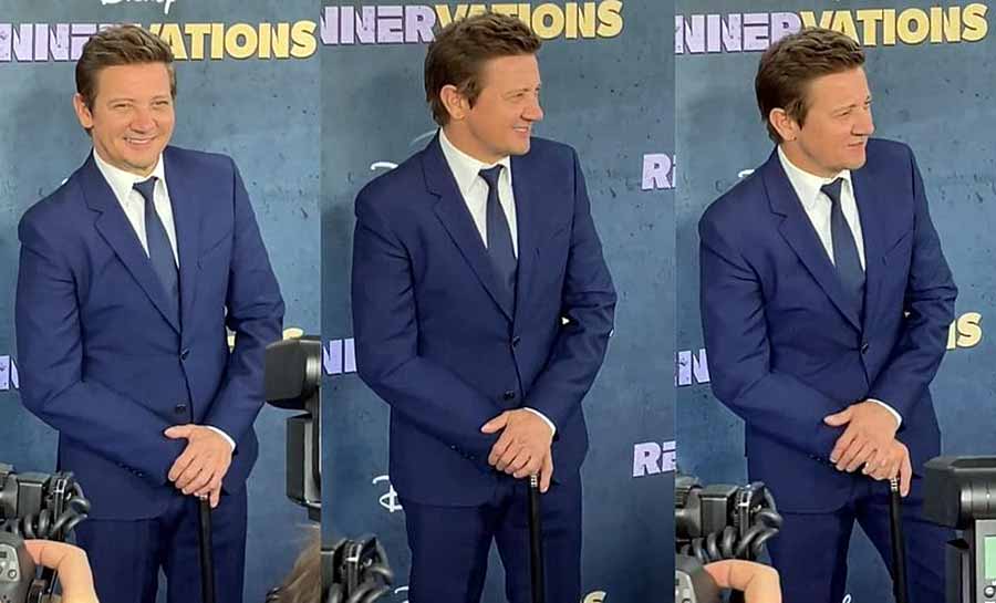 De bengala, Jeremy Renner participa de primeiro evento após acidente