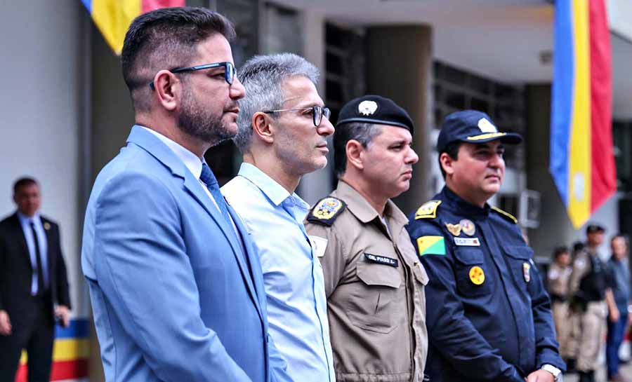 Governadores Gladson Cameli e Romeu Zema recebem cadetes do Acre para formação de oficiais da Polícia Militar