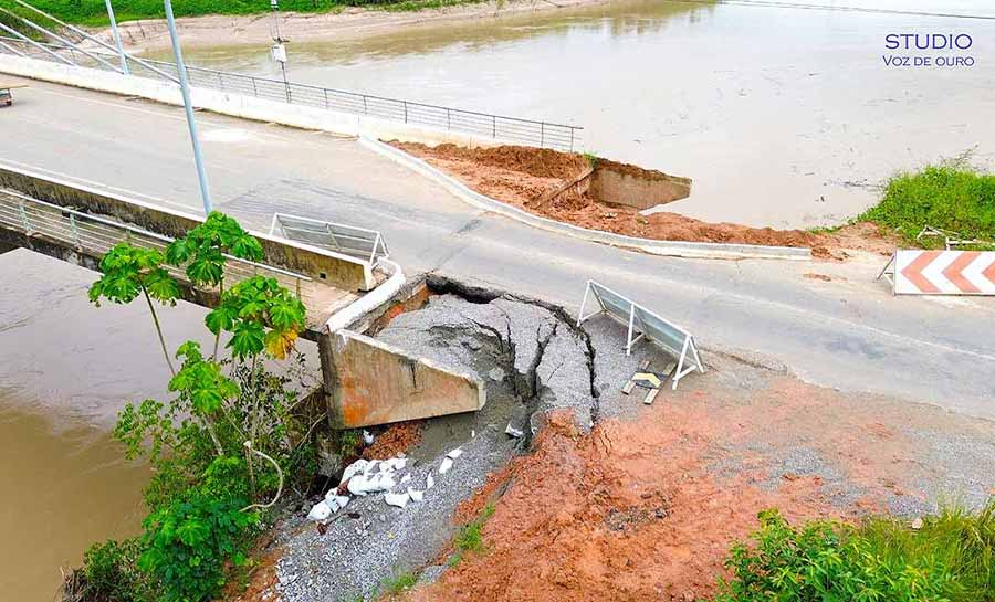 Ponte sobre o Rio Tarauacá volta a apresentar erosão em uma das cabeceiras e Vale do Juruá pode ficar isolado