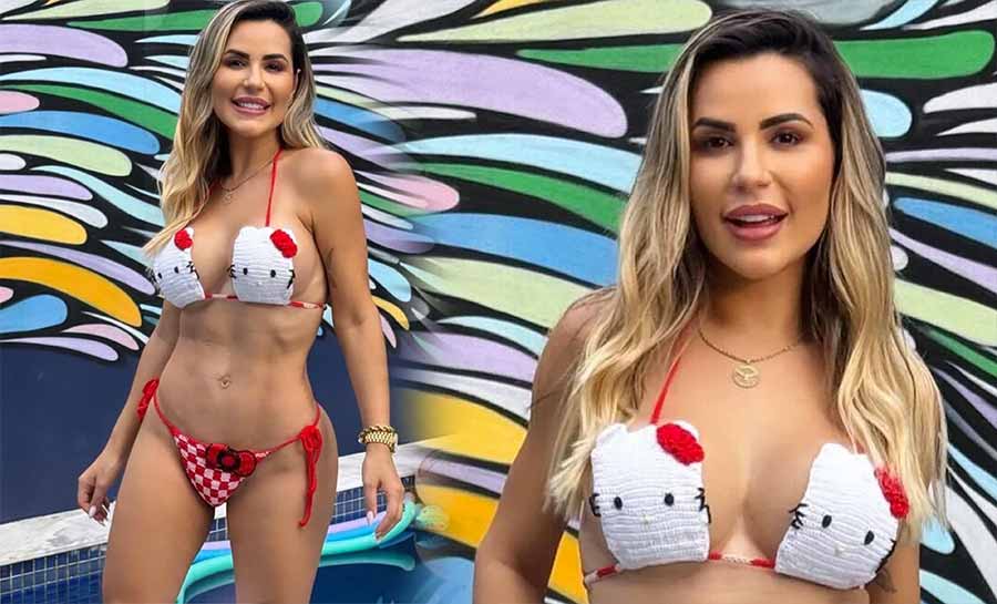 Deolane Bezerra surge de biquíni e mostra barriga trincada: ‘Um caldo’