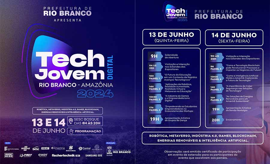 Sebrae incentiva estudantes ao empreendedorismo durante 1º Festival Techjovem Digital Rio Branco/Amazônia