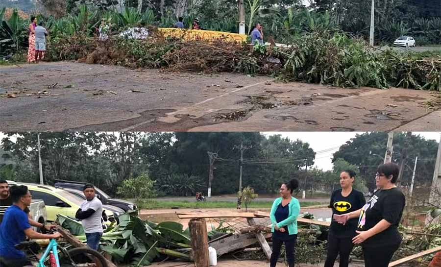 Moradores fecham estrada durante protesto e trânsito fica congestionado em Rio Branco