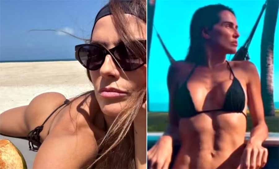 Deborah Secco faz cliques de biquíni durante férias no Ceará