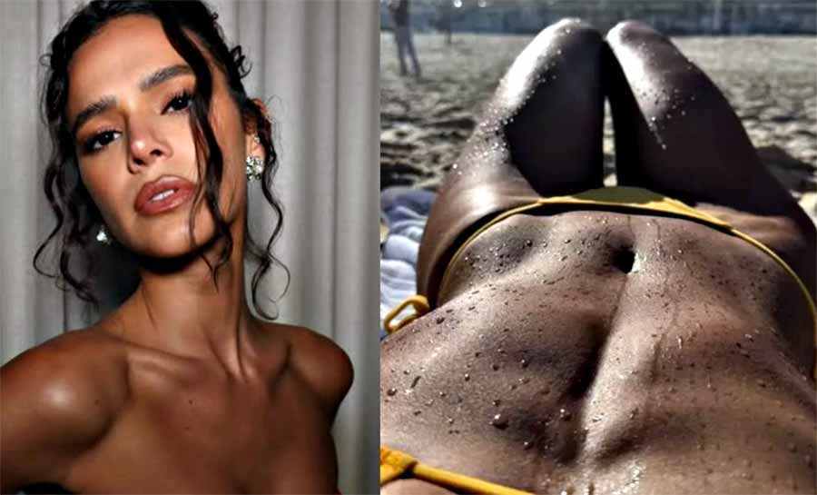 Bruna Marquezine mostra abdômen aos fãs em clique de biquíni