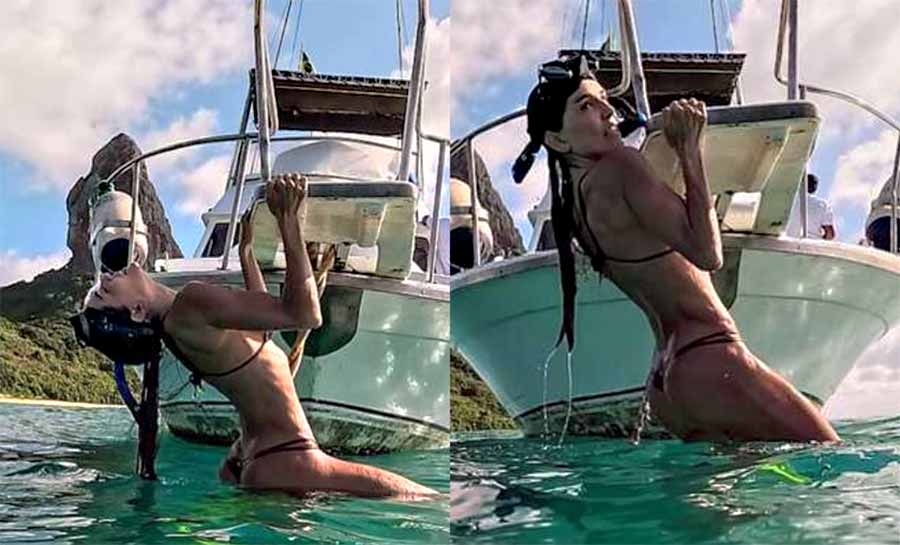 “Vai cair”: Deborah Secco repercute ao surgir pendurada em lancha