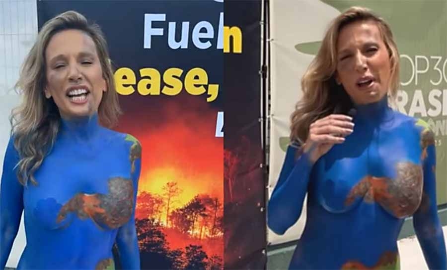 Luisa Mell rouba a cena na COP30 e vai às ruas seminua